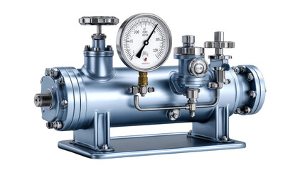 Fototapeta premium Pumping machine with pressure gauge background isolated on a Transparent background, PNG file.