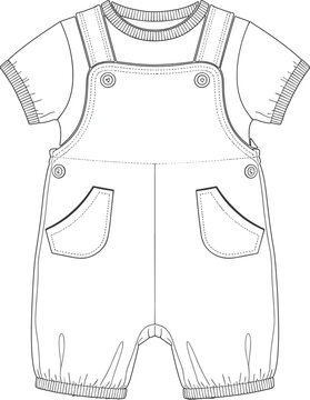 Baby Overalls with Short Sleeves T-shirt Fashion Sketch romper jumpsuit