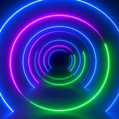 Obraz premium Neon circles tunnel