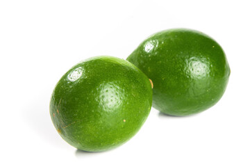 Fresh Seedless Perfumed Limes from Hainan China Citrus Fruit White Background