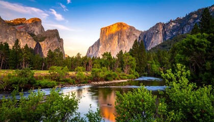Scenic View of Yosemite National Park with El Capitan and Merced River