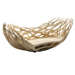 Obraz premium Handcrafted wooden basket showcasing intricate design and artistic craftsmanship