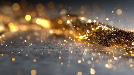 Elegant shimmering gold sparkles with a bokeh effect for sophisticated designs