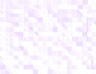 Abstract pattern of overlapping light purple squares and triangles on white background