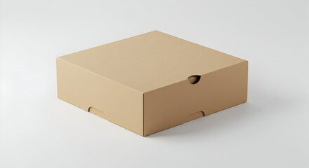 Closed Cardboard Box on White Background for Packaging and Presentation