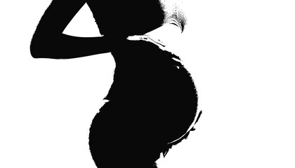 Elegant silhouette of a pregnant woman, celebrating the beauty of motherhood, conveying love, joy, and anticipation, perfect for announcements and campaigns