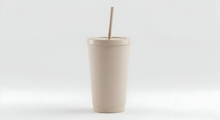 Beverage Cup with Straw Isolated on White Background