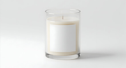 Candle in Glass Jar Isolated on White Background for Mockup