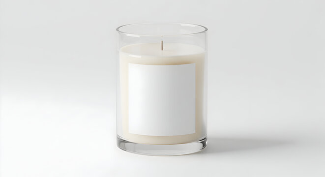 Candle in Glass Jar Isolated on White Background for Mockup