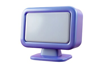 Retro 3d rendered purple computer monitor with blank screen