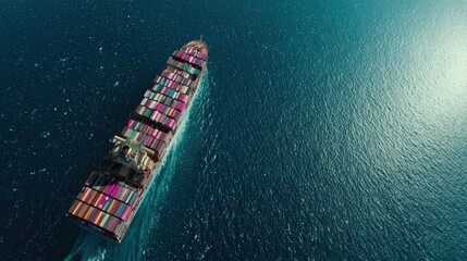 Colorful Cargo Ship In Ocean Water