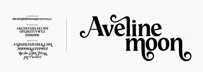 Elegant Fonts, Uppercase, Lowercase, and Numbers. Minimalist Fashion Design with Classic Letters. Typography, modern serif fonts, regular decorative vintage concepts. Fantasy illustrations, fairy tale