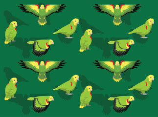 Fototapeta premium Double Yellow-Headed Amazon Parrot Cartoon Character Seamless Wallpaper Background