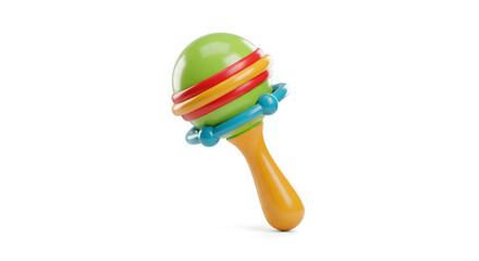 Colorful Rattle Toy Isolated on White Background