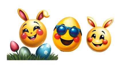 set of smileys, happy Easter egg emoji