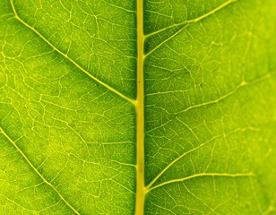 Obraz premium Close-up of a vibrant green leaf's intricate veins