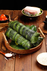 Handmade Guangxi Glutinous Rice Dumplings with Salted Egg Yolk and Pork - Traditional Chinese Zongzi