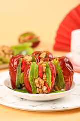 Xinjiang Stuffed Dates with Walnuts and Dried Fruits Traditional Chinese Snack