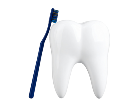 Blue Toothbrush Leaning on a White Tooth, Dental Hygiene PNG