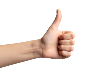 Human Hand Giving Thumbs Up, Realistic Skin Texture, Transparent PNG