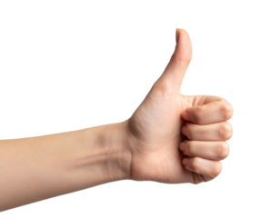 Human Hand Giving Thumbs Up, Realistic Skin Texture, Transparent PNG