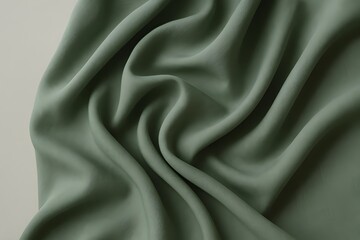 Fototapeta premium Elegant sage green fabric with subtle draping and soft textural folds