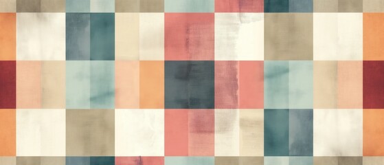 Fototapeta premium Abstract plaid pattern with soft, textured colors