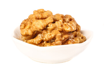 Delicious Walnuts and Dates in White Bowl Studio Shot on Clean Background