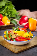 Shandong Style Stir-Fried Pork with Colorful Bell Peppers Chinese Cuisine Dish