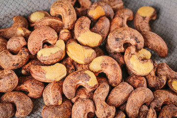Roasted Salted Cashew Nuts with Crispy Coating - Premium Dried Nuts Snack Food Photography