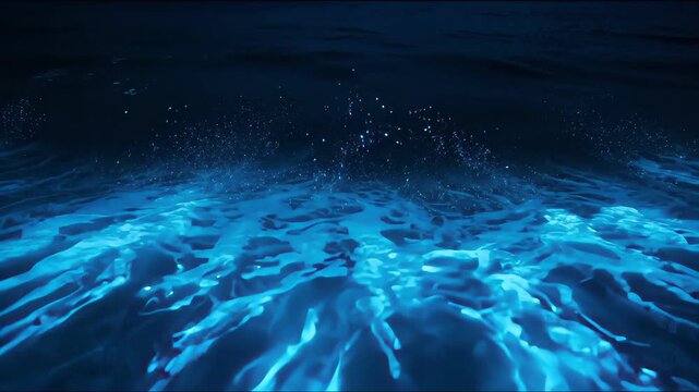 Mesmerizing waves illuminate the serene ocean with captivating luminescence
