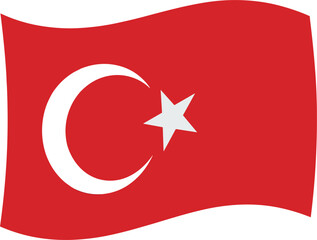 Obraz premium Waving Turkish Flag with White Crescent Moon and Star on Red Background turkey