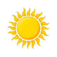 Bright Yellow Sun with Pointy Rays, Simple Weather Icon, Vector Illustration