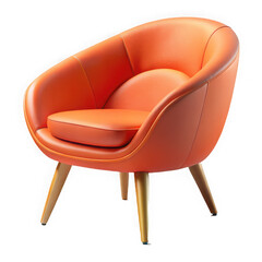 Striking modern armchair with vibrant coral upholstery and wooden legs a stylish seating choice