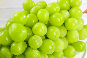 Fresh Green Seedless Grapes with Water Droplets - Healthy Fruit Photography