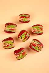 Red Xinjiang Dates Stuffed with Walnuts and Dried Fruit Traditional Chinese Cuisine Healthy Snack