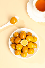 Salt-Baked Quail Eggs in Soy Sauce Marinade Traditional Asian Delicacy Food Photography