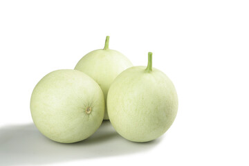 Fresh Jade Melons from Shandong Province on White Background