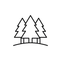 Growing trees icon. Simple outline style. Wild forests, park cultivation, nature area protection, landscape, garden, reforestation concept. Thin line symbol. Vector isolated design