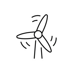 Wind turbine icon. Simple outline style. Windmill, wind power, alternative energy, generation, electricity, green technology concept. Thin line symbol. Vector isolated design