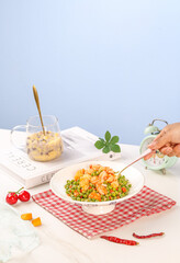 Fresh Sautéed Shrimp and Peas Dish - Healthy Seafood Meal Photography