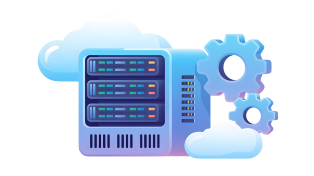 Cloud computing and server illustration for modern data solutions