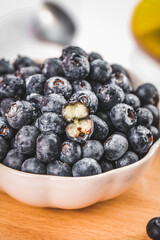 Fresh Blueberries in White Bowl - Healthy Organic Fruit Ready to Eat