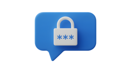 Secure password message with blue speech bubble for communication