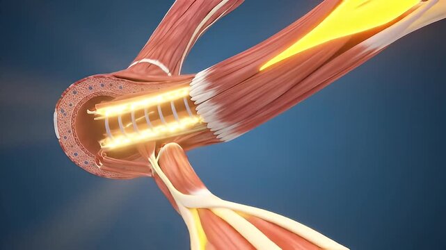 Examining Muscle Tissue Anatomy Animation Showing Structure and Function