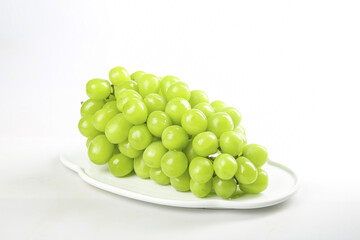 Fresh Green Grapes on White Plate - Healthy Fruit Still Life Photography