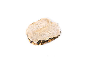 Dried Maca Root Slice from Yunnan China on White Background - Natural Superfood Supplement