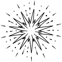 Fototapeta premium Firework Burst Ink Splatter Outline | Festive Spray Line Art Vector