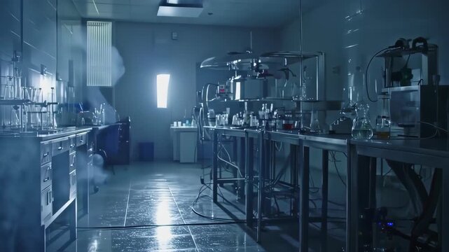 Blurry laboratory interior