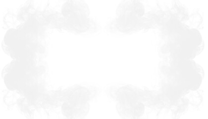 PNG of white smoke forming an airy border around central frame, isolated transparent vapor outline with soft flowing edges, perfect for abstract backgrounds, decorative design, digital art and dreamy 